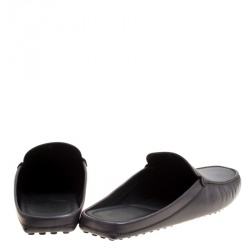 Tod's Grey Leather Sabot Loafer Slides Size 43