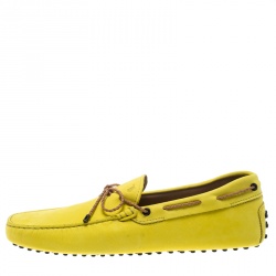 مملوكة مسبقًا Tod's Yellow Suede with Contrast Braided Bow Loafers Size 45