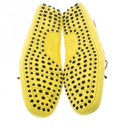مملوكة مسبقًا Tod's Yellow Suede with Contrast Braided Bow Loafers Size 45