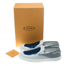Tod's Grey Leather Paint Splotch Slip On Sneakers Size 42.5
