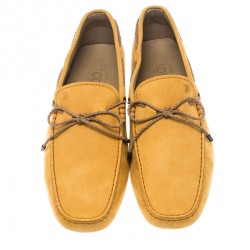 Pre Owned حذاء لوفرز تودز فيونكة مضفر مغاير مع جلد أزرق مقاس 45.5