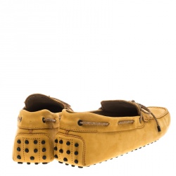 Pre Owned حذاء لوفرز تودز فيونكة مضفر مغاير مع جلد أزرق مقاس 45.5