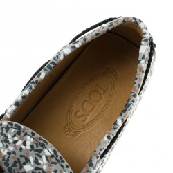 Pre Owned Tod's Grey Printed Leather Bow Loafers Size 42