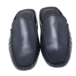 Tod's Blue Leather Flat Loafer Mules Size 41.5