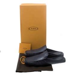 Tod's Blue Leather Flat Loafer Mules Size 41.5