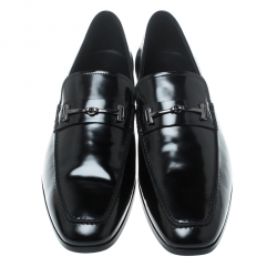مملوكة مسبقًا Tod's Black Leather Doppia T Loafers Size 47