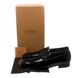 مملوكة مسبقًا Tod's Black Leather Doppia T Loafers Size 47