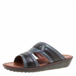 Tod's For Ferrari Limited Edition Two Tone Leather Platform Slide Sandals Size 41.5
