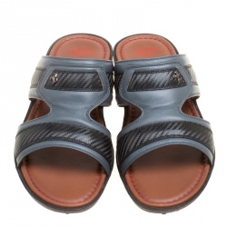 Tod's For Ferrari Limited Edition Two Tone Leather Platform Slide Sandals Size 41.5