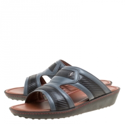 Tod's For Ferrari Limited Edition Two Tone Leather Platform Slide Sandals Size 41.5