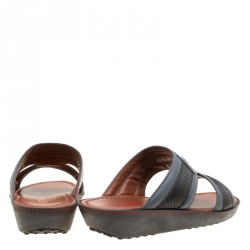 Tod's For Ferrari Limited Edition Two Tone Leather Platform Slide Sandals Size 41.5