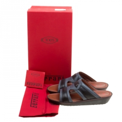 Tod's For Ferrari Limited Edition Two Tone Leather Platform Slide Sandals Size 41.5
