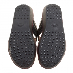 Pre Owned Tod's For Ferrari Limited Edition Black Leather Platform Slide Sandals Size 41.5