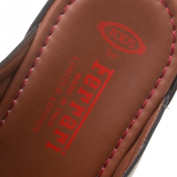 Pre Owned Tod's For Ferrari Limited Edition Black Leather Platform Slide Sandals Size 41.5