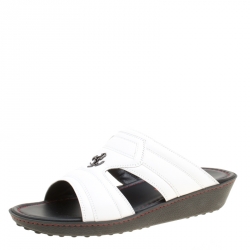 Tod's for Ferrari Limited Edition White Leather Platform Slide Sandals Size 40