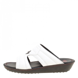 Tod's for Ferrari Limited Edition White Leather Platform Slide Sandals Size 40