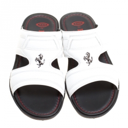 Tod's for Ferrari Limited Edition White Leather Platform Slide Sandals Size 40