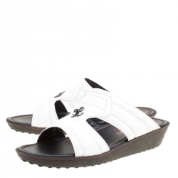Tod's for Ferrari Limited Edition White Leather Platform Slide Sandals Size 40