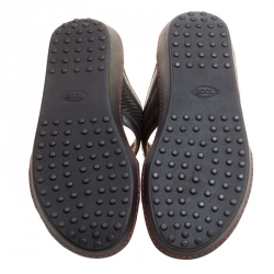 مملوكة مسبقًا Tod's for Ferrari Limited Edition Black Leather Platform Slide Sandals Size 41