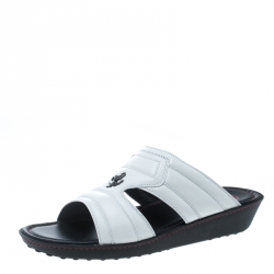 Tod's for Ferrari Limited Edition White Leather Platform Slide Sandals Size 42