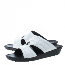 Tod's for Ferrari Limited Edition White Leather Platform Slide Sandals Size 42