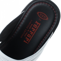 Tod's for Ferrari Limited Edition White Leather Platform Slide Sandals Size 42