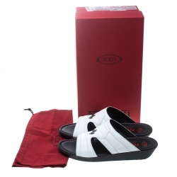 Tod's for Ferrari Limited Edition White Leather Platform Slide Sandals Size 42