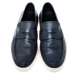 مملوكة مسبقًا حذاء رياضي تودز سليب أون بيني بوت جلد أزرق مقاس 42