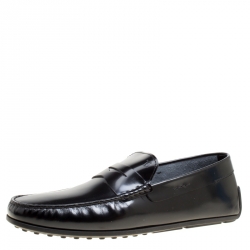 Pre Owned Tod's Black Leather Penny Loafers Size 45.5