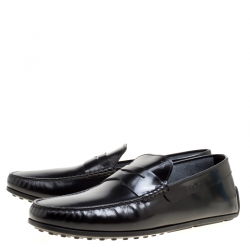 Pre Owned Tod's Black Leather Penny Loafers Size 45.5