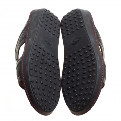 Tod's For Ferrari Limited Edition Black Leather Platform Slide Sandals Size 41