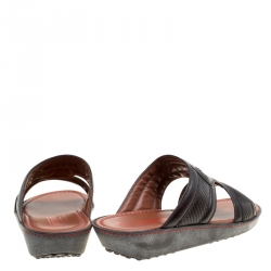 Tod's For Ferrari Limited Edition Black Leather Platform Slide Sandals Size 41.5