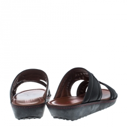 Tod's For Ferrari Limited Edition Black Leather Platform Slide Sandals Size 41