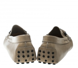 Pre Owned حذاء لوفرز تودز هورسبيت جلد رمادية داكنة مقاس 43