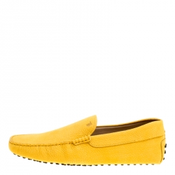 Pre Owned Tod's Yellow Leather Loafers Size 44