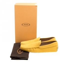 Pre Owned Tod's Yellow Leather Loafers Size 44
