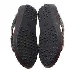 مملوكة مسبقًا Tod's For Ferrari Limited Edition Black Leather Platform Slide Sandals Size 41