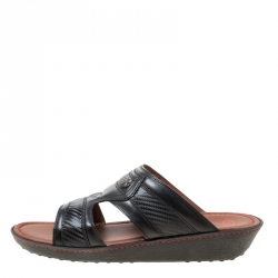 مملوكة مسبقًا Tod's For Ferrari Limited Edition Black Leather Platform Slide Sandals Size 41