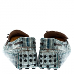 Pre Owned Tod's Abstract Print Leather Bow Loafers Size 42.5