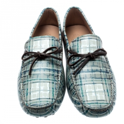 Pre Owned Tod's Abstract Print Leather Bow Loafers Size 42.5