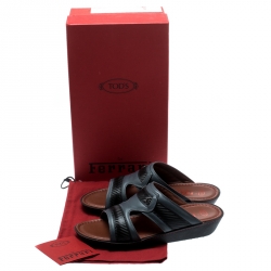 Tod's For Ferrari Limited Edition Grey Leather Platform Slide Sandals Size 41.5