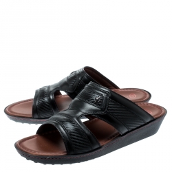 Tod's For Ferrari Limited Edition Black Leather Platform Slide Sandals Size 41.5