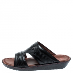 Tod's For Ferrari Limited Edition Black Leather Platform Slide Sandals Size 41.5