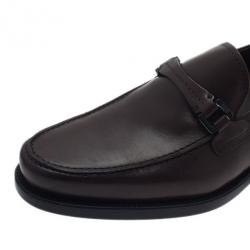 Pre Owned حذاء لوفر تودز سادل TT بإبزيم جلد بني مقاس 42.5