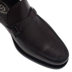 Pre Owned حذاء لوفر تودز سادل TT بإبزيم جلد بني مقاس 42.5