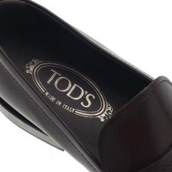 Pre Owned حذاء لوفر تودز سادل TT بإبزيم جلد بني مقاس 42.5