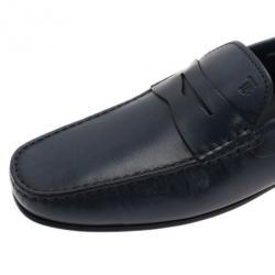 Pre Owned Tod's Navy Blue Leather Penny Loafers Size 43