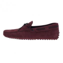 مملوكة مسبقًا حذاء لوفر تودز جومينو فيونكة جلد مدبوغ عنابي مقاس 42