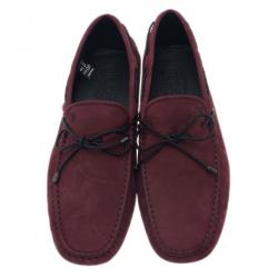 مملوكة مسبقًا حذاء لوفر تودز جومينو فيونكة جلد مدبوغ عنابي مقاس 42