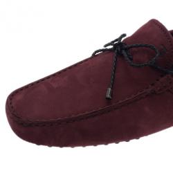 مملوكة مسبقًا حذاء لوفر تودز جومينو فيونكة جلد مدبوغ عنابي مقاس 42